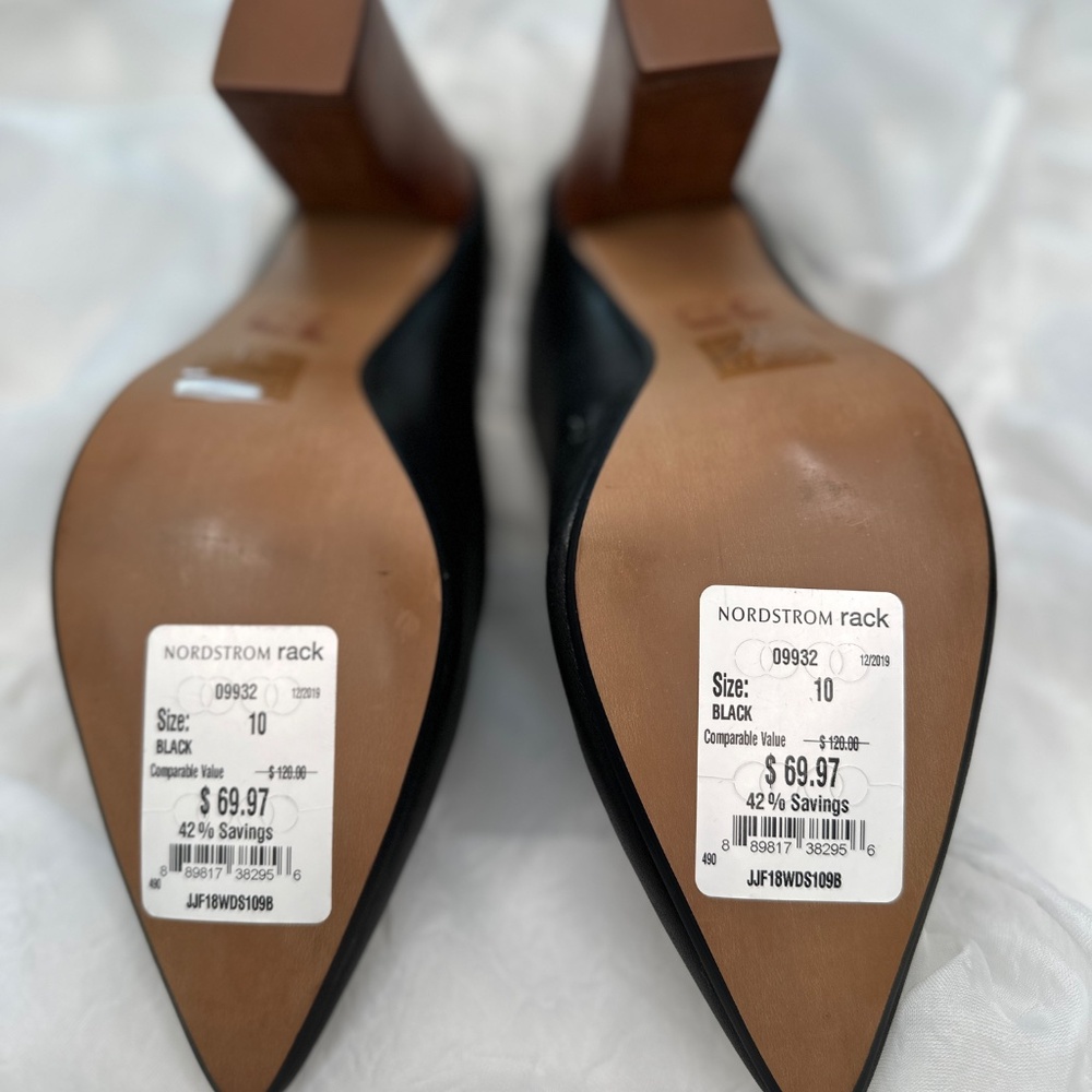 Women's Size 10 Black Leather Mules  from Joe's 3.5" Block Heel - Picture 6 of 8